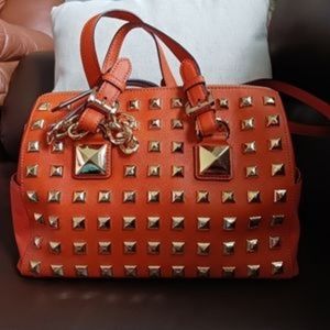 Michael Kors Medium Grayson Studded Satchel Orange